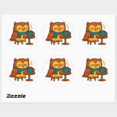 Owl Coffee Break (White Background Glossy) Sticker (Blatt)