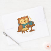 Owl Coffee Break (White Background) Sticker (Umschlag)