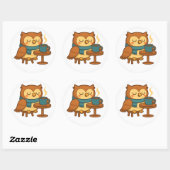 Owl Coffee Break (White Background) Sticker (Blatt)