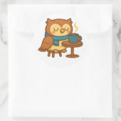 Owl Coffee Break (White Background) Sticker (Tasche)