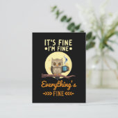 Owl Coffee Morgens Crazy Bird Postkarte (Stehend Vorderseite)