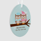 Owl Couple Custom Christmas Ornament (Vorderseite)