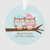 Owl Couple Custom Christmas Ornament (Vorderseite)