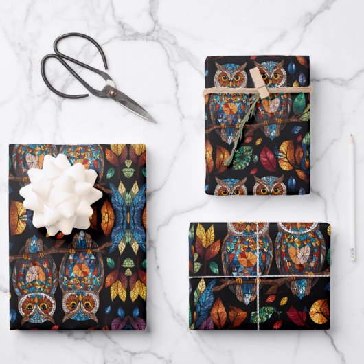 Owl Couple Geschenkpapier Set (Vorderseite)