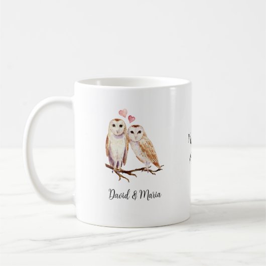 Owl Couple in Love Kaffeetasse (Links)
