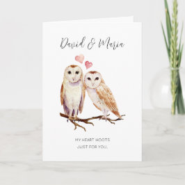 Owl Couple My Heart Hoots Anniversary Karte