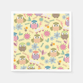 Owl Cream Napkins Serviette