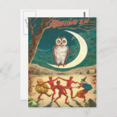 Owl Crescent Moon Hexenkreatur Postkarte (Vorne/Hinten)