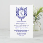 Owl Crest & Crown Royal Fantasy Wedding Invitation (Stehend Vorderseite)