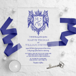 Owl Crest Royal Monogram Wedding Invitation Acryleinladungen