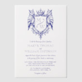 Owl Crest Royal Monogram Wedding Vellum Overlay Pergament Einladungen (Vorderseite)