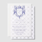 Owl Crest Royal Monogram Wedding Vellum Overlay Pergament Einladungen (Versetzt (Einladung))
