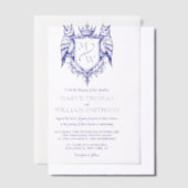 Owl Crest Royal Monogram Wedding Vellum Overlay Pergament Einladungen (Versetzt)