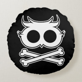 Owl Cross Bone Rundes Kissen