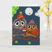 Owl Cupcake Birthday Card Karte (Gelbe Blume)