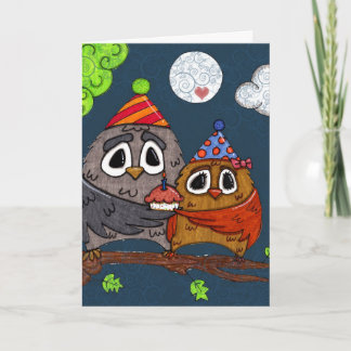 Owl Cupcake Birthday Card Karte
