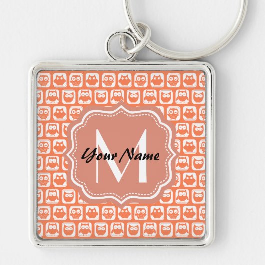 Owl Custom Monogram, Personalisierter Name Schlüsselanhänger (Vorne)