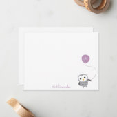 Owl Custom Vielen Dank Hinweis, Grau und Licht Lil Mitteilungskarte (Vorderseite/Rückseite Beispiel)