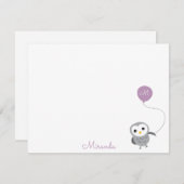 Owl Custom Vielen Dank Hinweis, Grau und Licht Lil Mitteilungskarte (Vorne/Hinten)