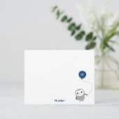 Owl Custom Vielen Dank Hinweis, Grau und Navy Blau Dankeskarte (Stehend Vorderseite)