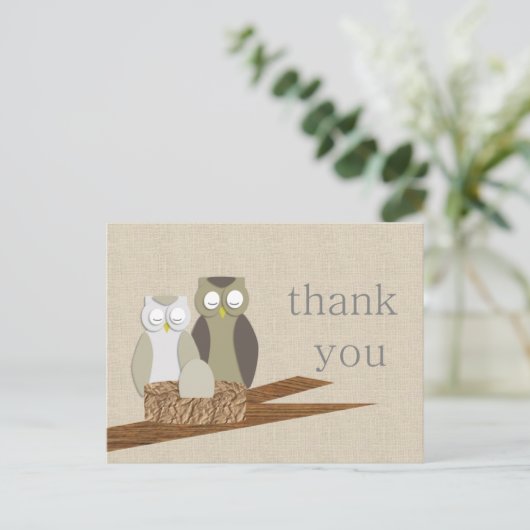 Owl Danke Postkarte (Stehend Vorderseite)