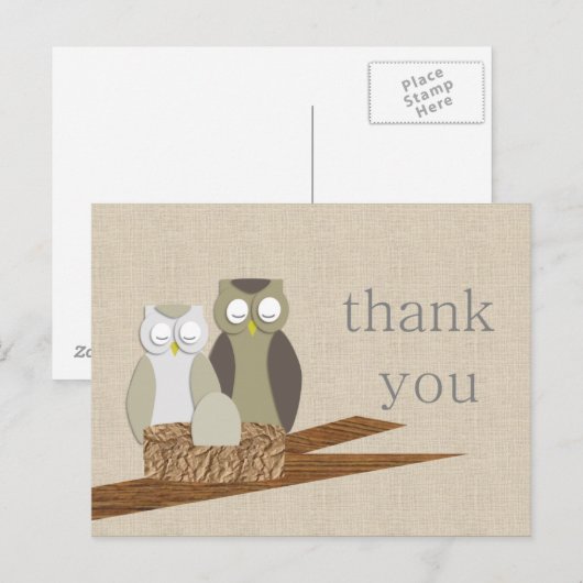 Owl Danke Postkarte (Vorne/Hinten)
