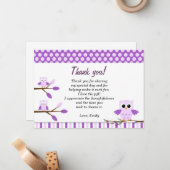 Owl Dankeschön Kartennotiz Lila Mitteilungskarte (Vorderseite/Rückseite Beispiel)