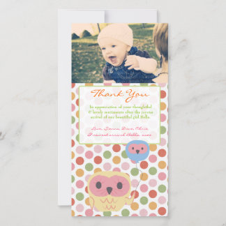Owl Dankeschön Notiz Baby Girl Foto Template Dankeskarte