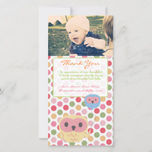 Owl Dankeschön Notiz Baby Girl Foto Template Dankeskarte