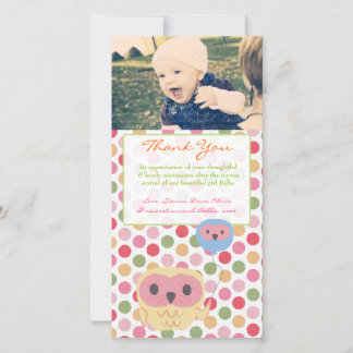 Owl Dankeschön Notiz Baby Girl Foto Template Dankeskarte