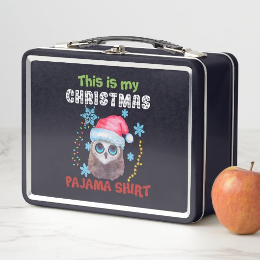 Owl Das ist mein Weihnachts-Pajama-Shirt Metall Brotdose (Beispiel)
