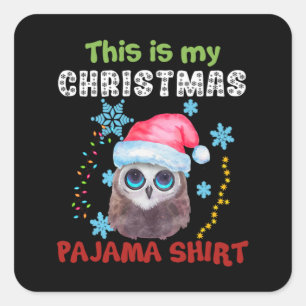 Owl Das ist mein Weihnachts-Pajama-Shirt Quadratischer Aufkleber