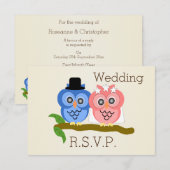 Owl Design Champagne farbig Wedding RSVP Karte (Vorne/Hinten)