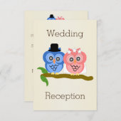 Owl Design Champagner farbige Hochzeitsempfehlung Einladung (Vorne/Hinten)