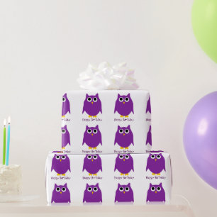 Owl Design Geburtstag vorhanden Geschenkpapier