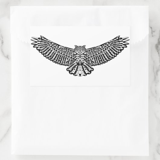 Owl Doodle Rechteckiger Aufkleber (Tasche)