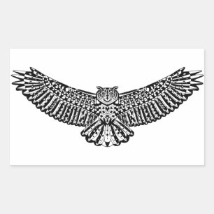 Owl Doodle Rechteckiger Aufkleber