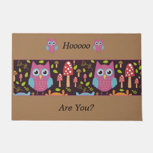Owl Doormat Mixed Earthy Colors Fußmatte