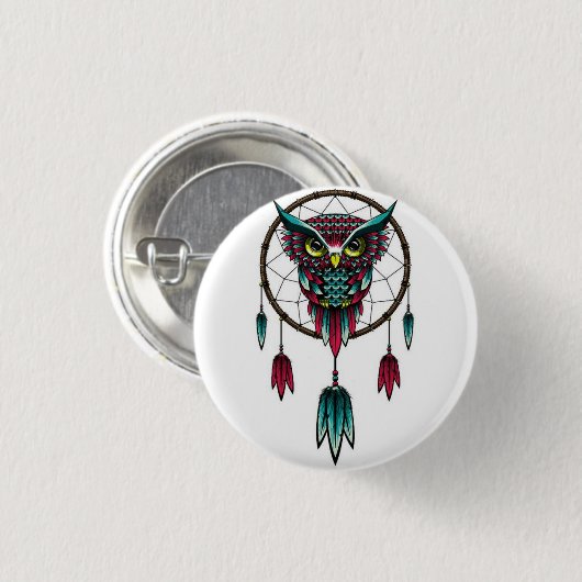 Owl dreamcatcher. button (Vorne & Hinten)