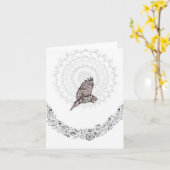 Owl Dreams Falted Note Card Karte (Gelbe Blume)