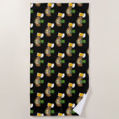 Owl Drinking Beer St Patrick's Day Pattern Strandtuch (Vorderseite)