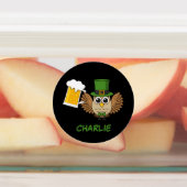 Owl Drinking Beer St Patrick's Day | Personalisier Etiketten (Befestigt)