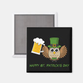 Owl Drinking Beer St Patrick's Day | Personalisier Magnet (Vorderseite/Rückseite)
