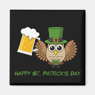 Owl Drinking Beer St Patrick's Day Personalisier Magnet