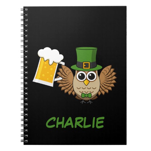 Owl Drinking Beer St Patrick's Day | Personalisier Notizblock (Vorderseite)
