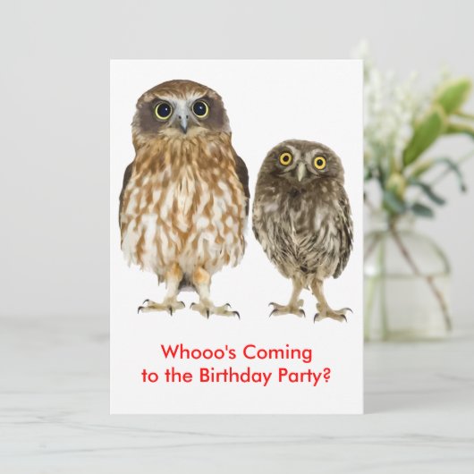 Owl Duo Zweittage-Party Einladung (Stehend Vorderseite)