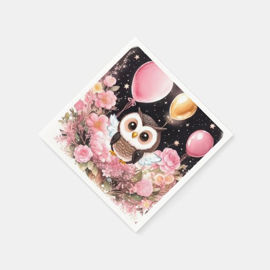 Owl Erster Geburtstag Napkins Serviette (Ecke)