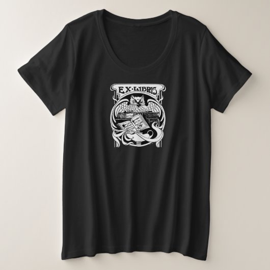 Owl Ex Libris Buchzeichen Große Größe T-Shirt (Design vorne)