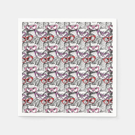 Owl Eyeglasses Muster Serviette (Vorderseite)