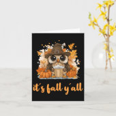 Owl Fall Erntedank Es ist Fall Yáll Karte (Gelbe Blume)